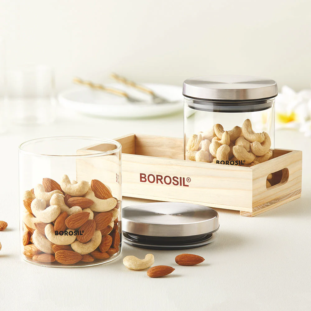 Classic Glass Jar Set with Wooden Tray - Image 2