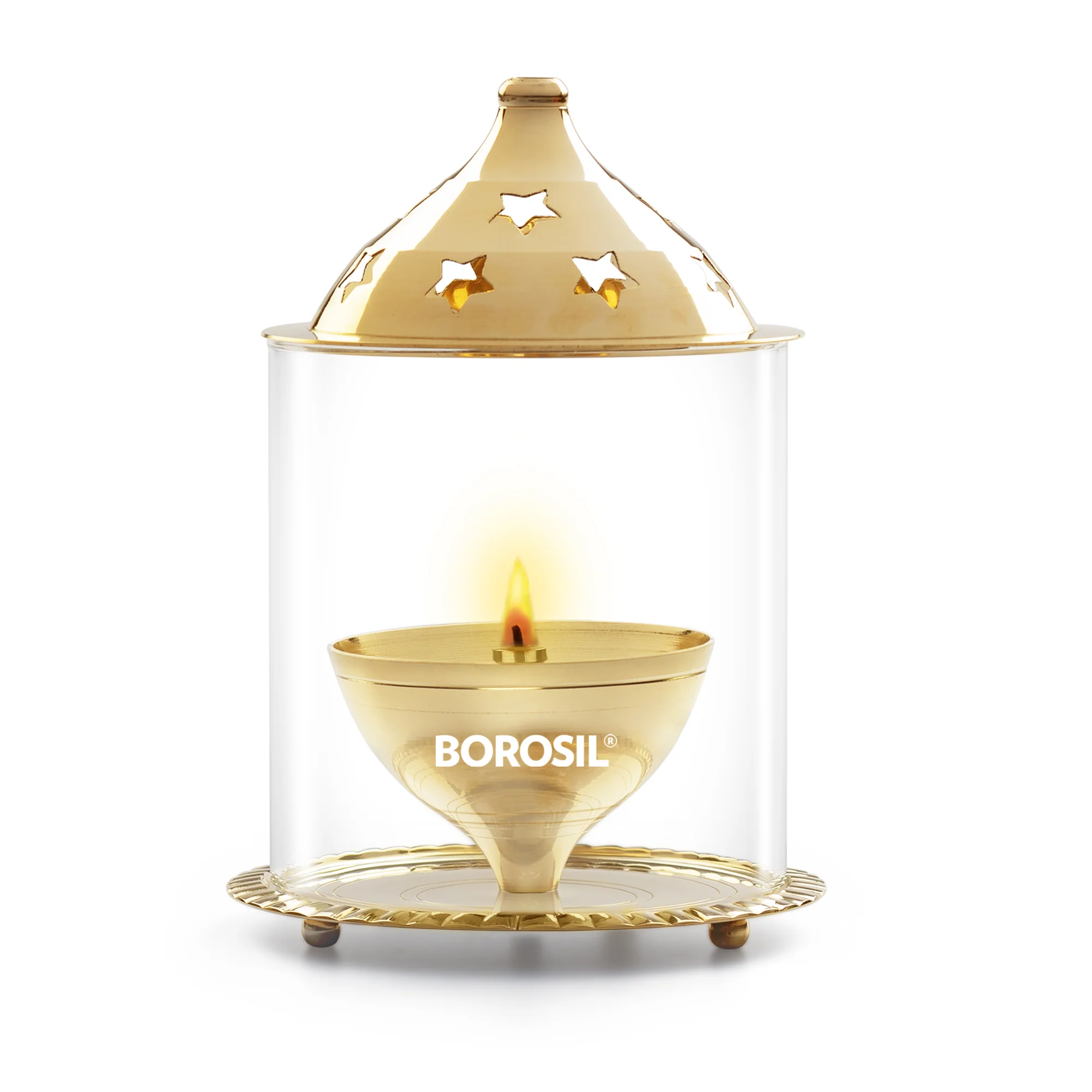 Borosil Akhand Diya, Brass, Large - Image 10