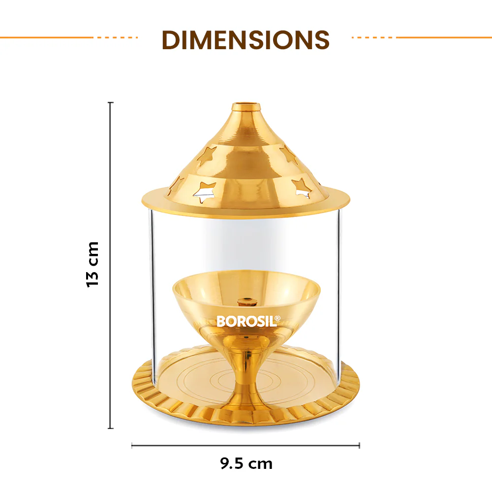 Borosil Akhand Diya, Brass, Medium - Image 3