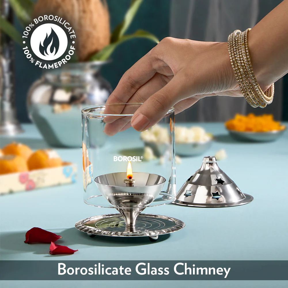 Borosil Akhand Diya, Nickel, Medium - Image 4