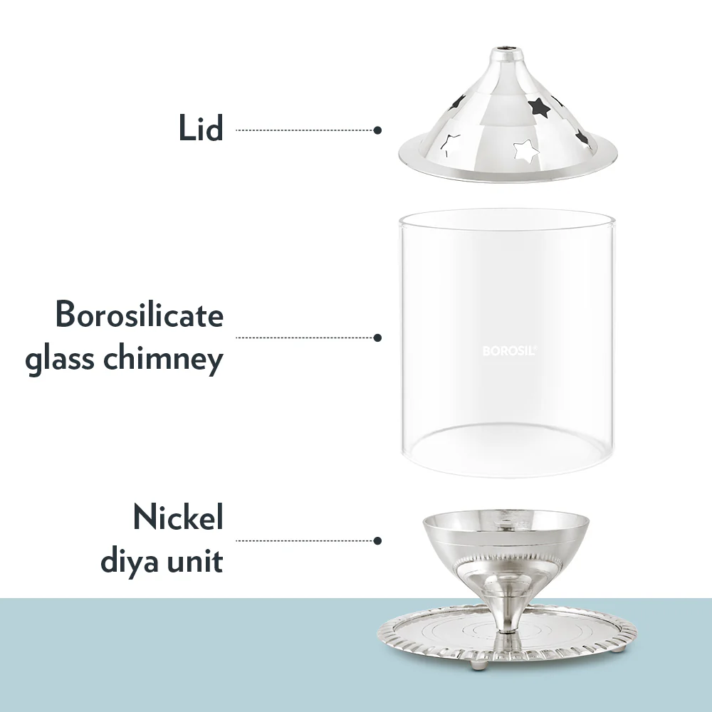 Borosil Akhand Diya, Nickel, Medium - Image 6