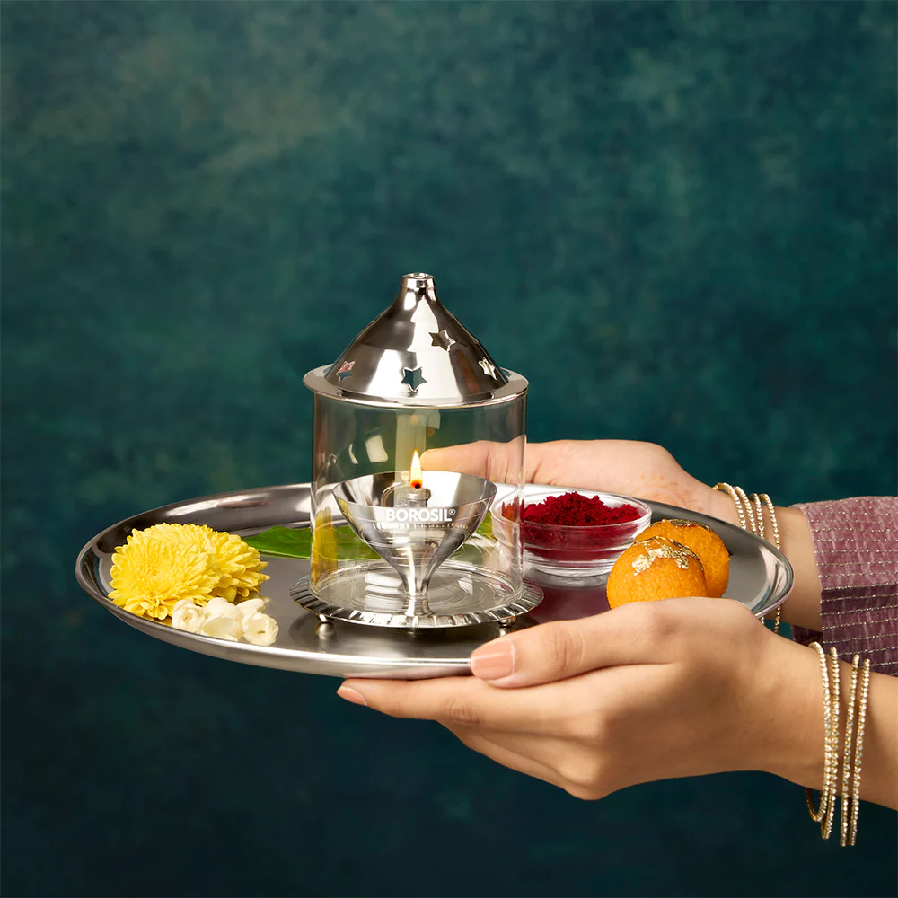 Borosil Akhand Diya, Nickel, Medium - Image 7
