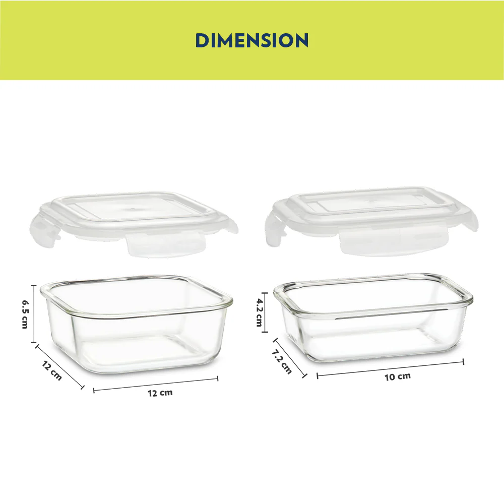 Alfa Aroma Square Glass Lunch Box, Blue - Image 4