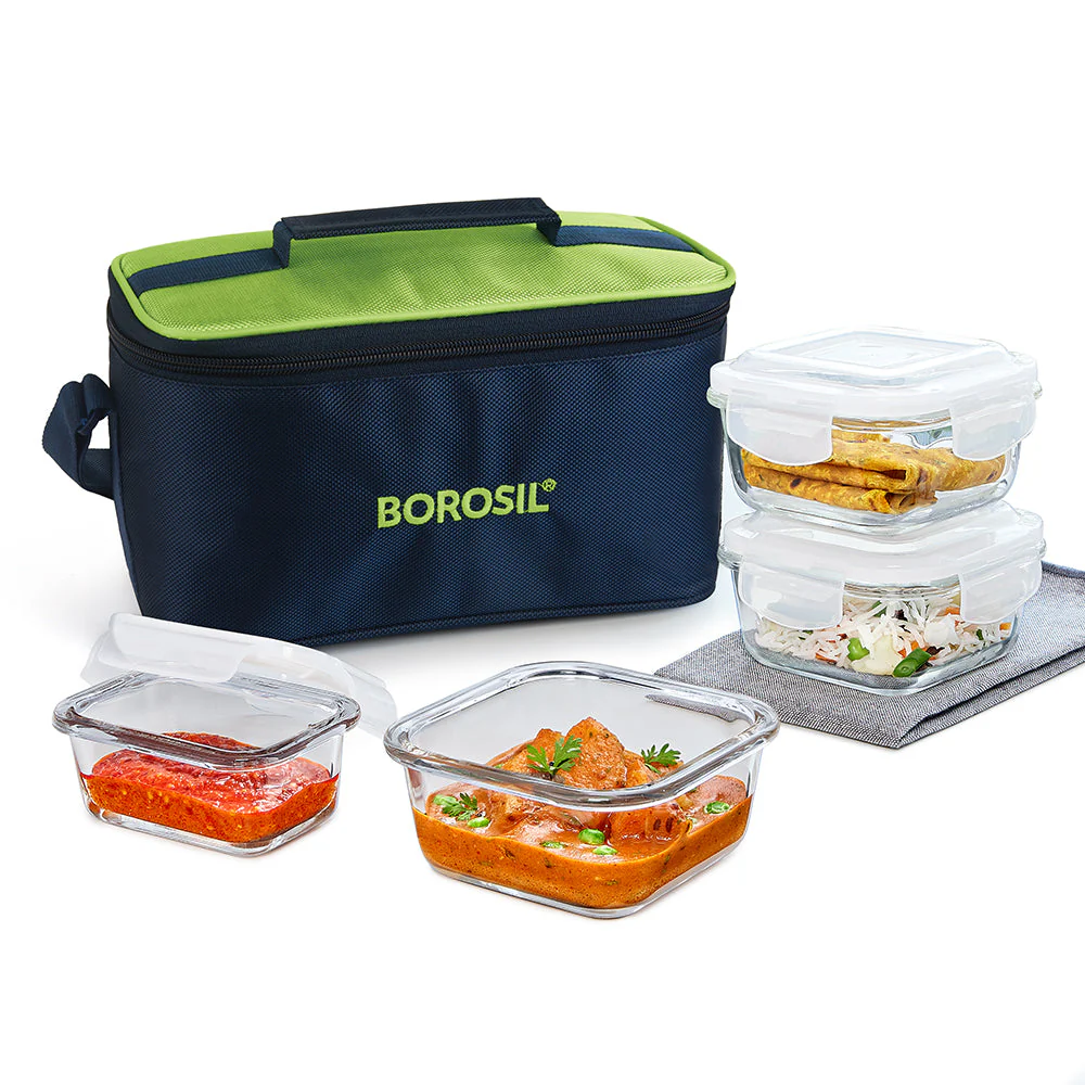 Alfa Aroma Square Glass Lunch Box, Green - Image 2