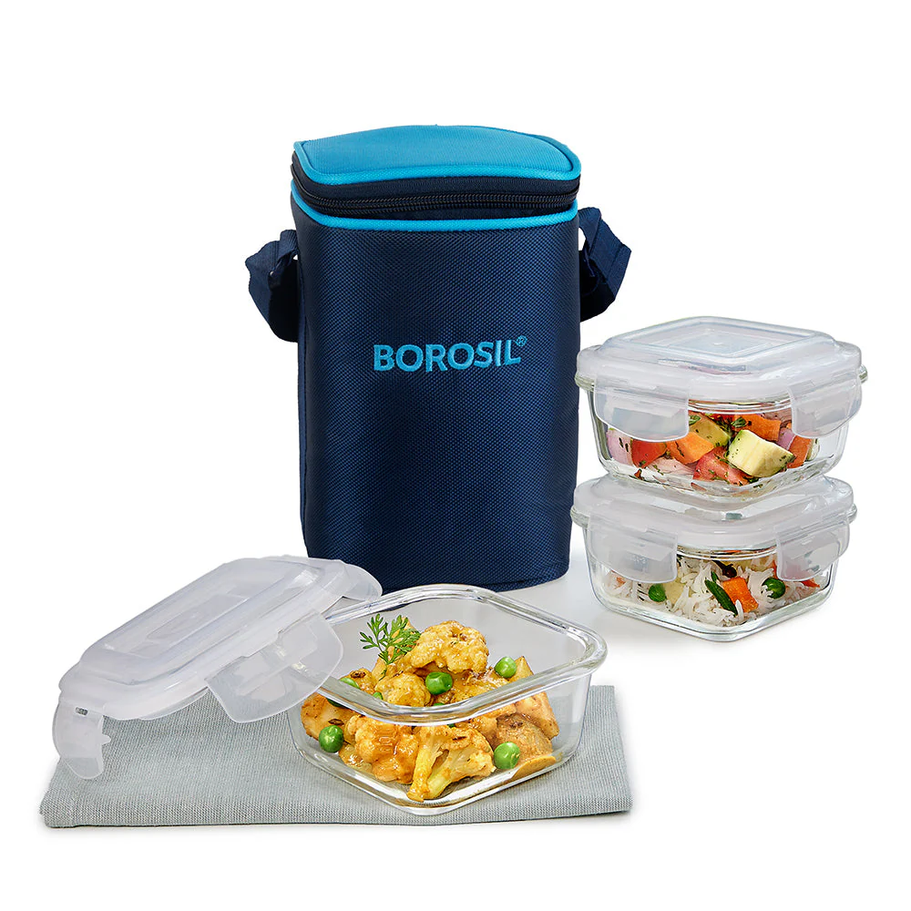 Alfa Blue Glass Square Lunch Box - Image 2