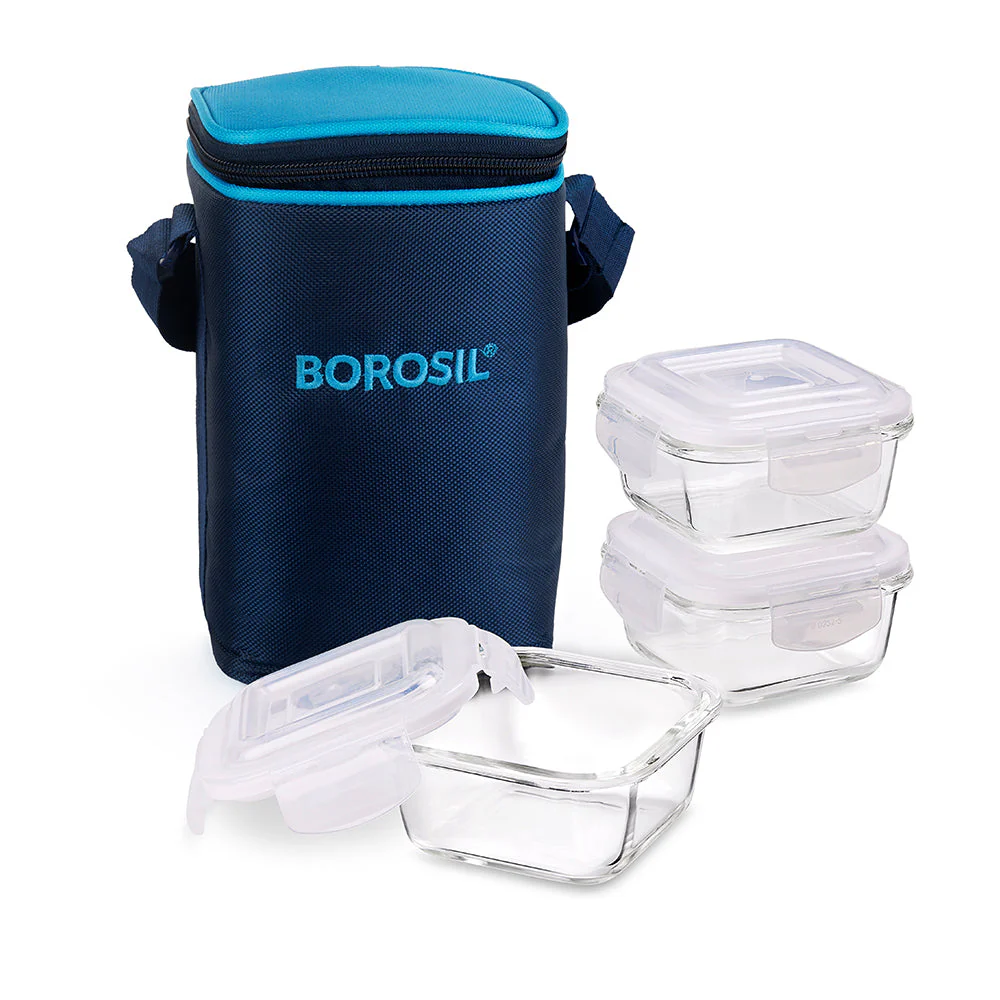 Alfa Blue Glass Square Lunch Box - Image 3