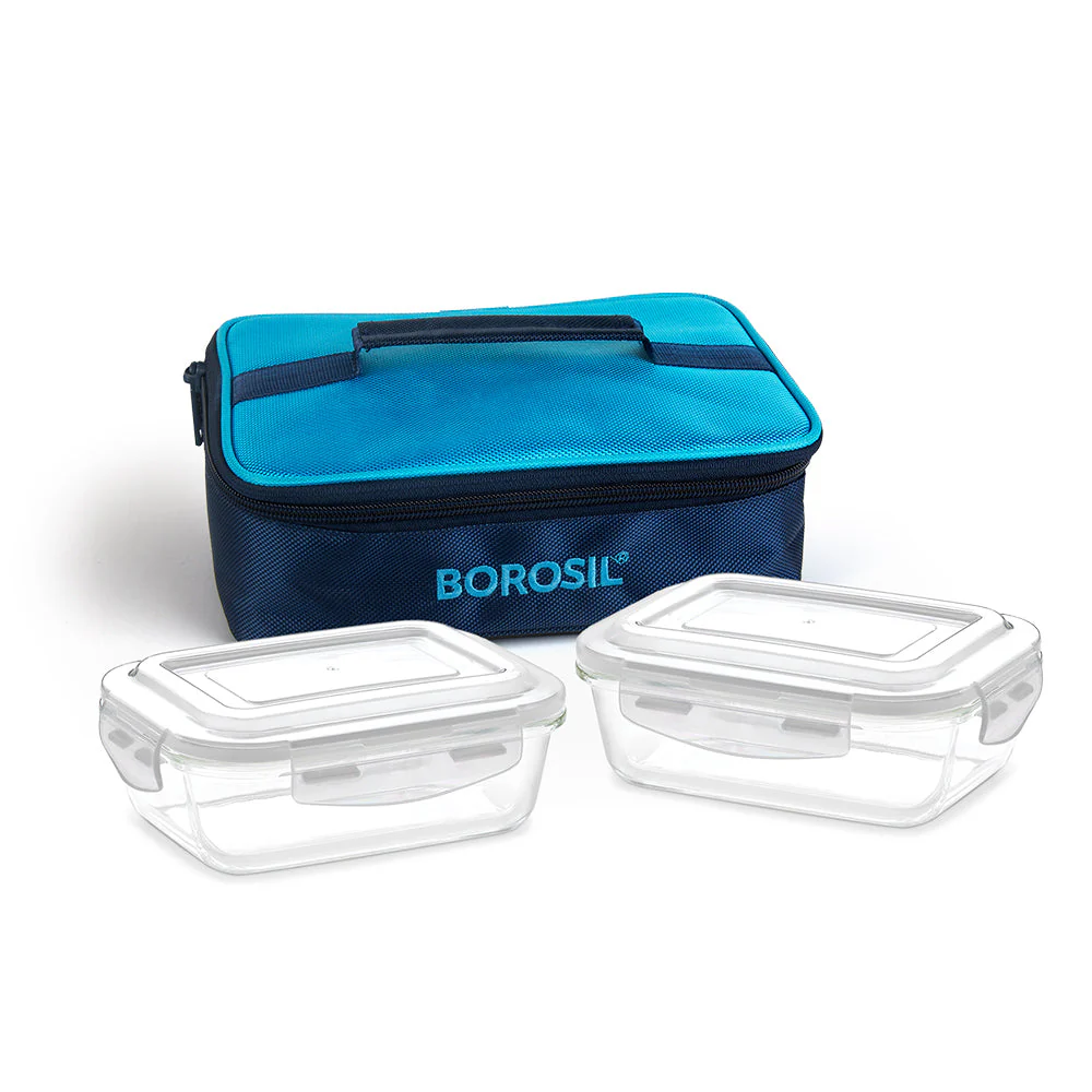 Alfa Blue Rectangular Glass Lunch Box - Image 2