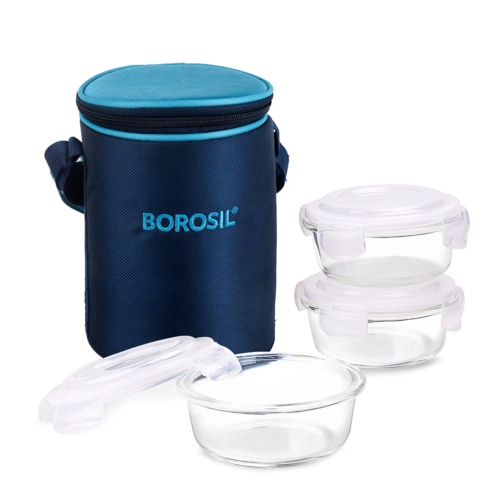 Alfa Blue Round Glass Lunch Box - Image 3