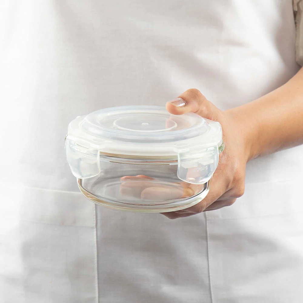 Alfa Blue Round Glass Lunch Box - Image 6