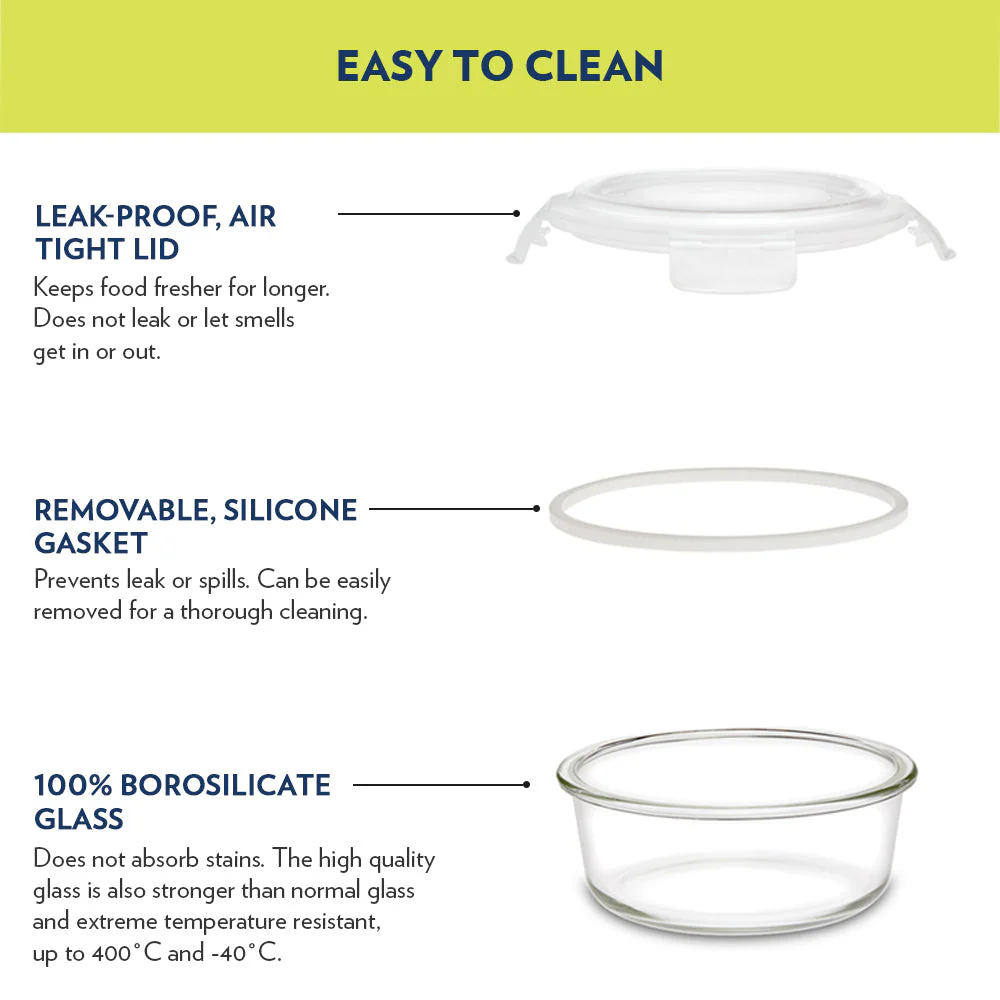 Alfa Green Round Glass Lunch Box - Image 4