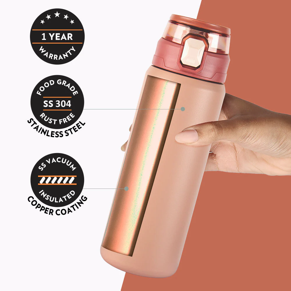 Personalised Aquasport Insulated Bottle, Peach - Image 4