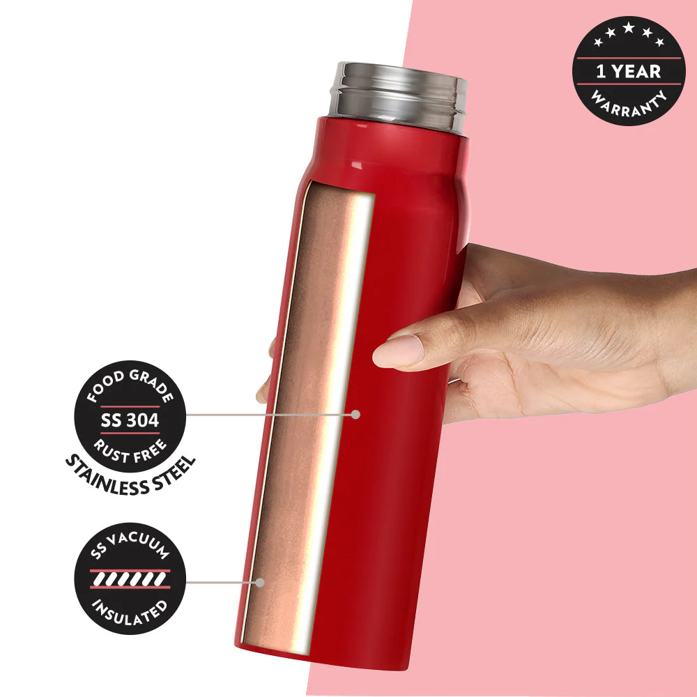 Personalised Bliss Stainless Steel Double Wall Bottle, Red - Image 6