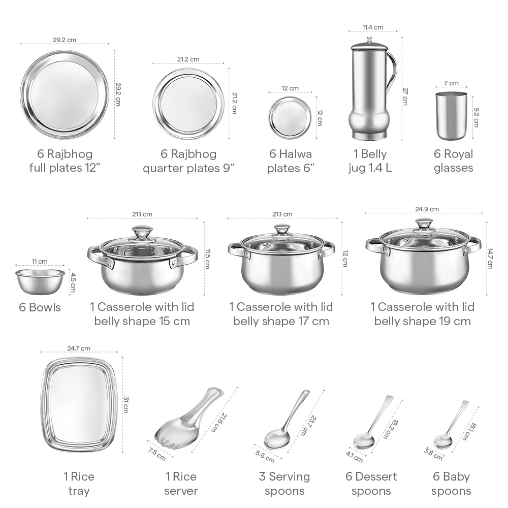 Borosil 51-piece Stainless Steel Dinner Set - Image 3