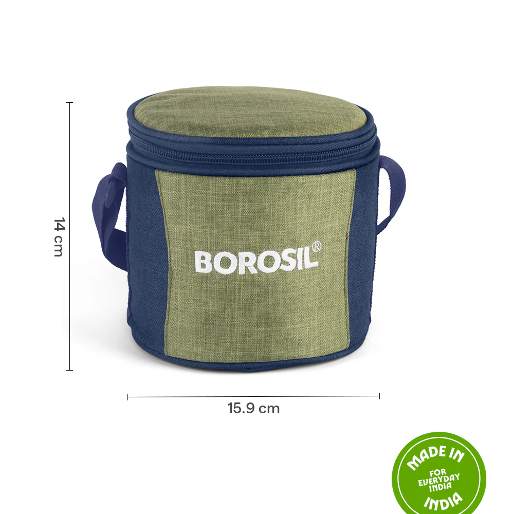 Borosil Ace Tall Lunch Bag, Round, For Set of 2, (400ml) (Only Bag) - Image 3