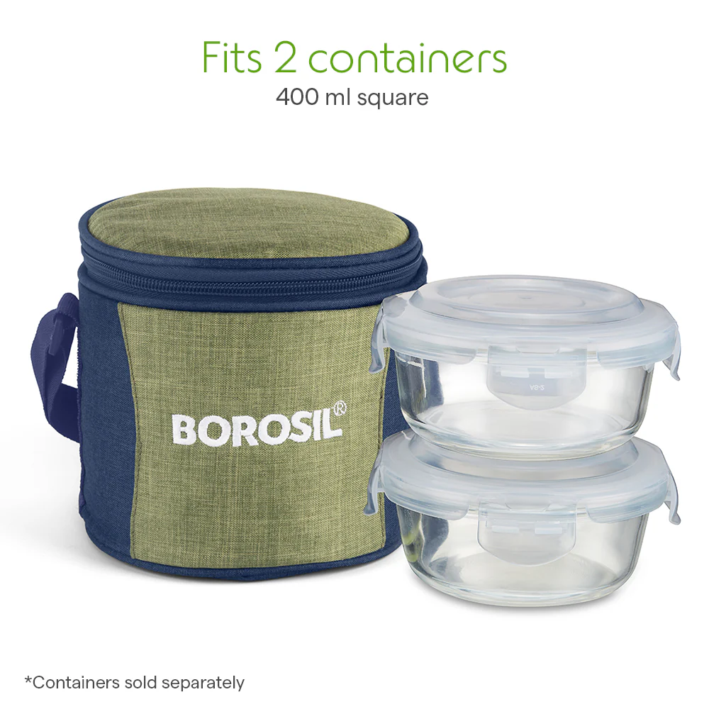 Borosil Ace Tall Lunch Bag, Round, For Set of 2, (400ml) (Only Bag) - Image 4