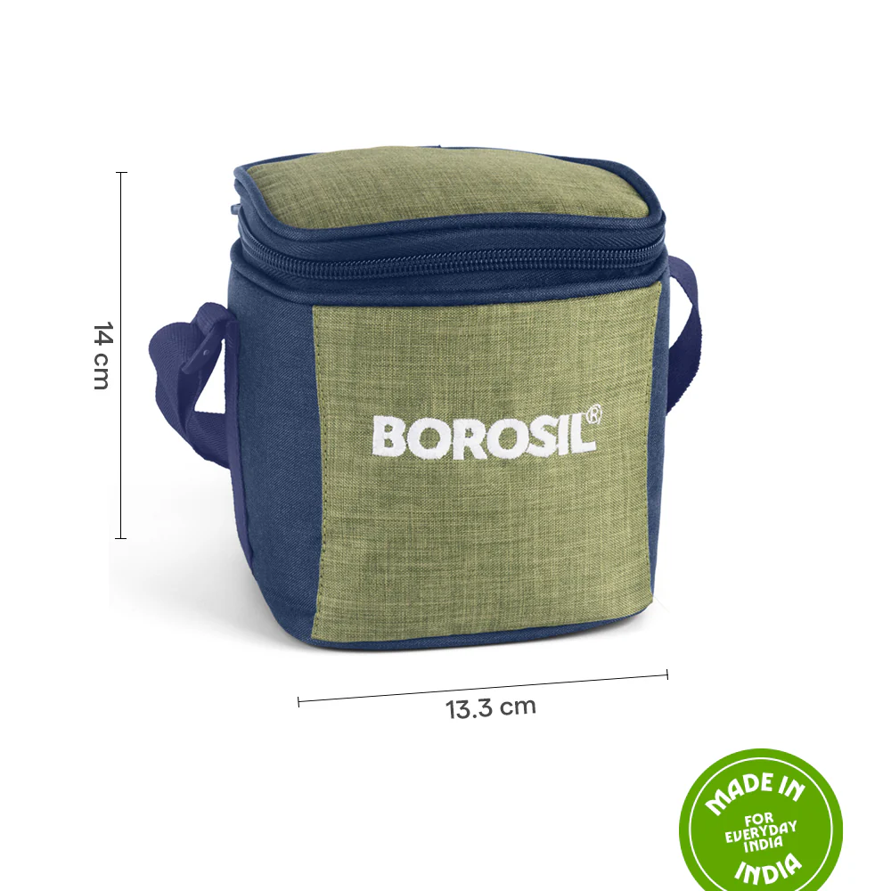 Borosil Ace Tall Lunch Bag, Square, For Set of 2, (320ml) (Only Bag) - Image 3