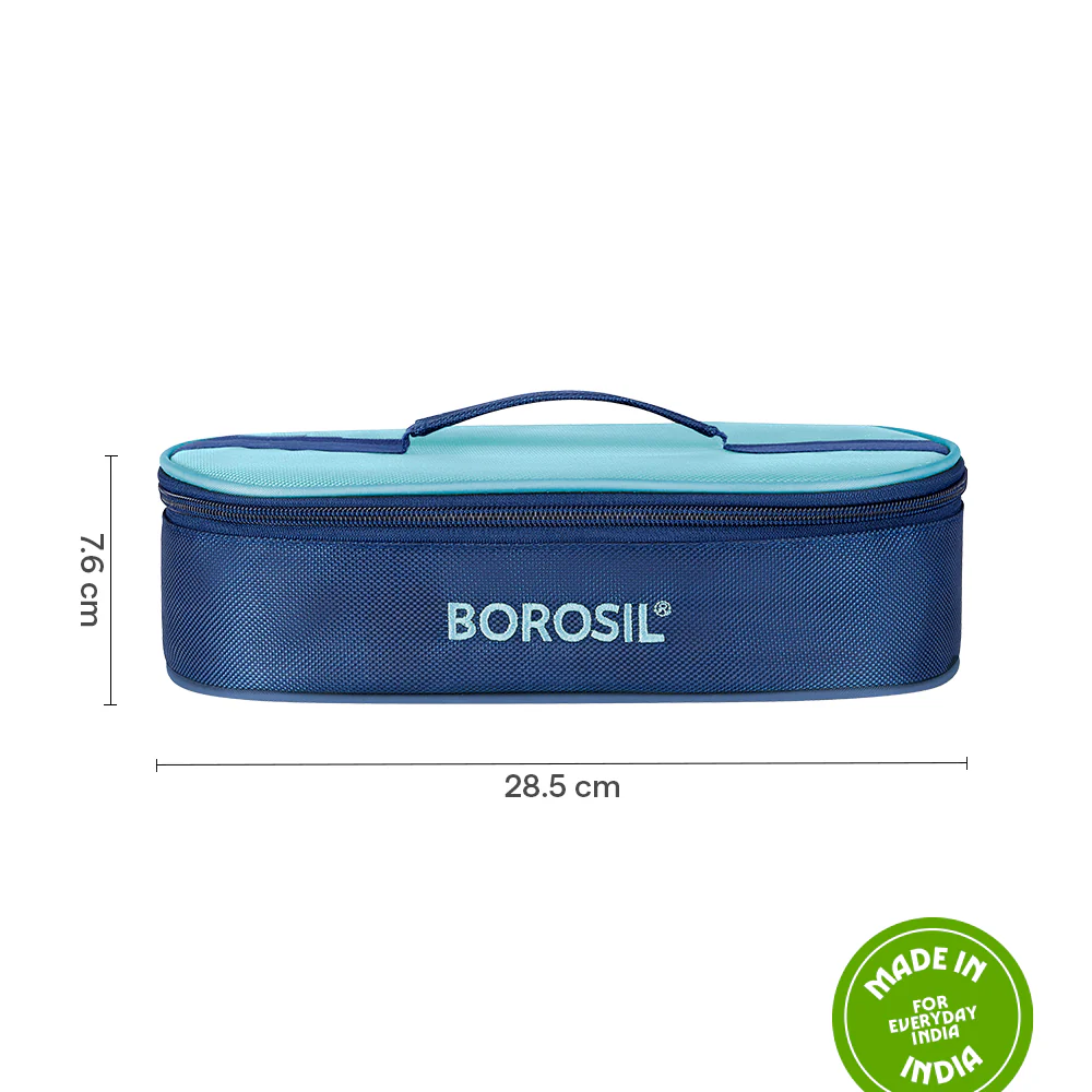 Borosil Alfa Blue Flat Lunch Bag, Round (Only Bag) - Image 3