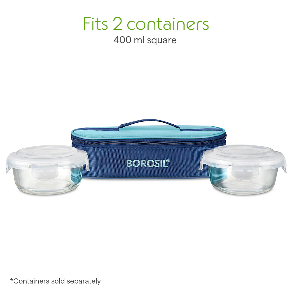 Borosil Alfa Blue Flat Lunch Bag, Round (Only Bag) - Image 4