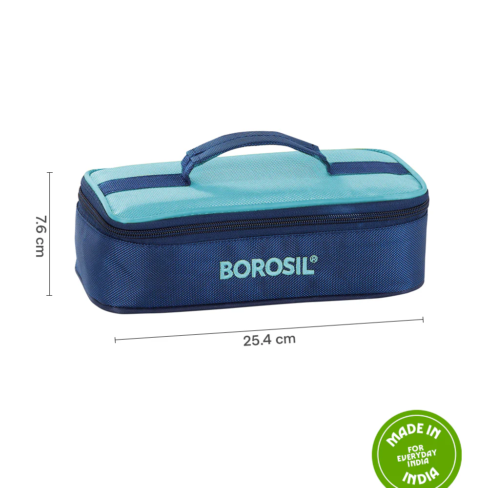Borosil Alfa Blue Flat Lunch Bag, Square (Only Bag) - Image 3
