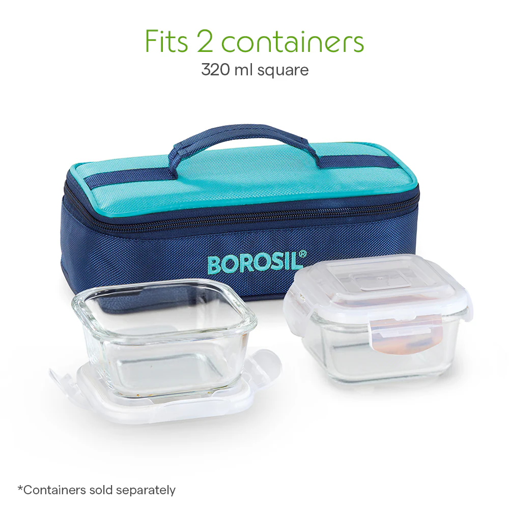 Borosil Alfa Blue Flat Lunch Bag, Square (Only Bag) - Image 4