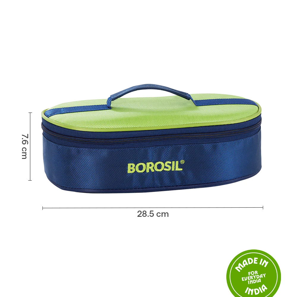Borosil Alfa Green Flat Lunch Bag, Round (Only Bag) - Image 3