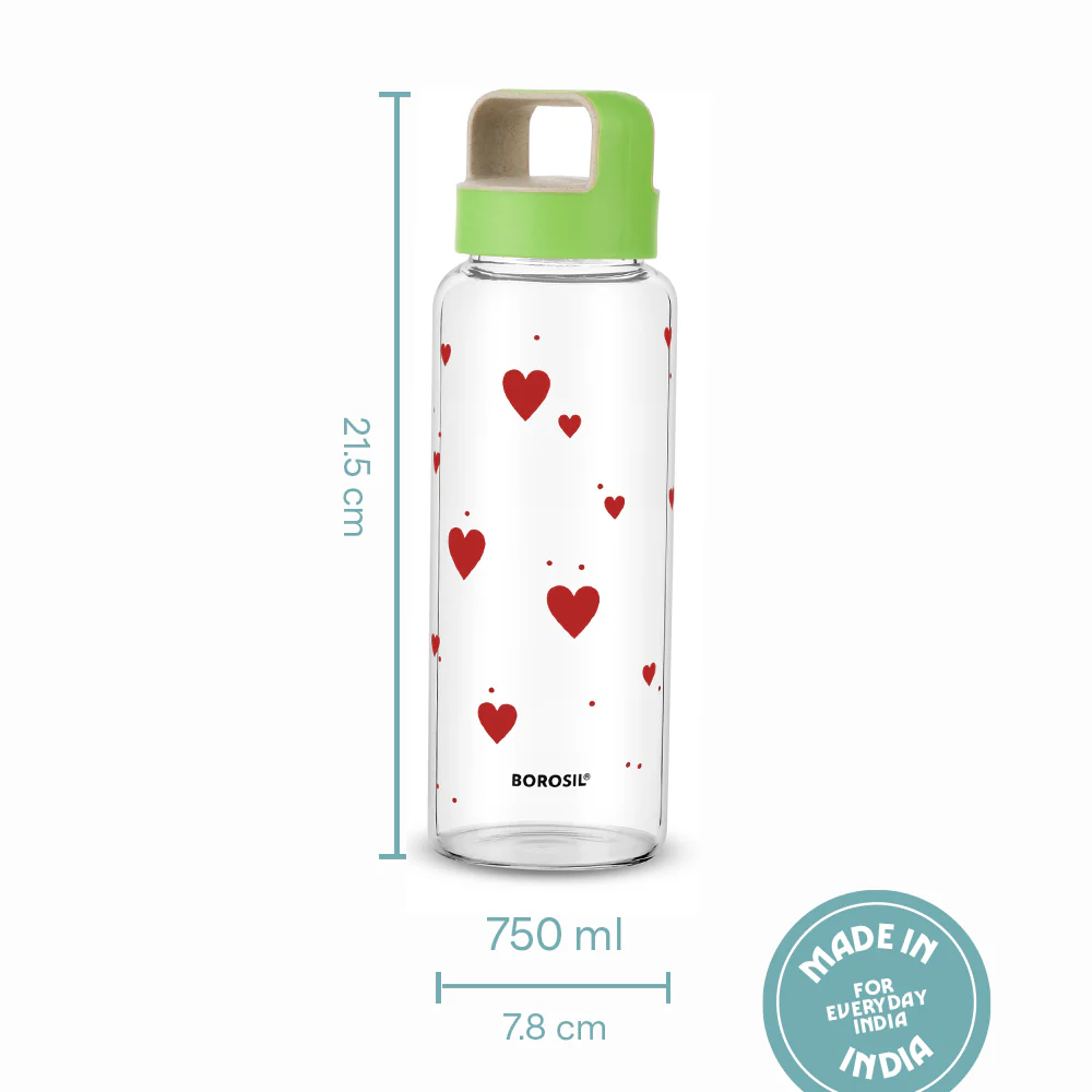 All Hearts Wide Mouth Printed Glass Bottle - Image 3