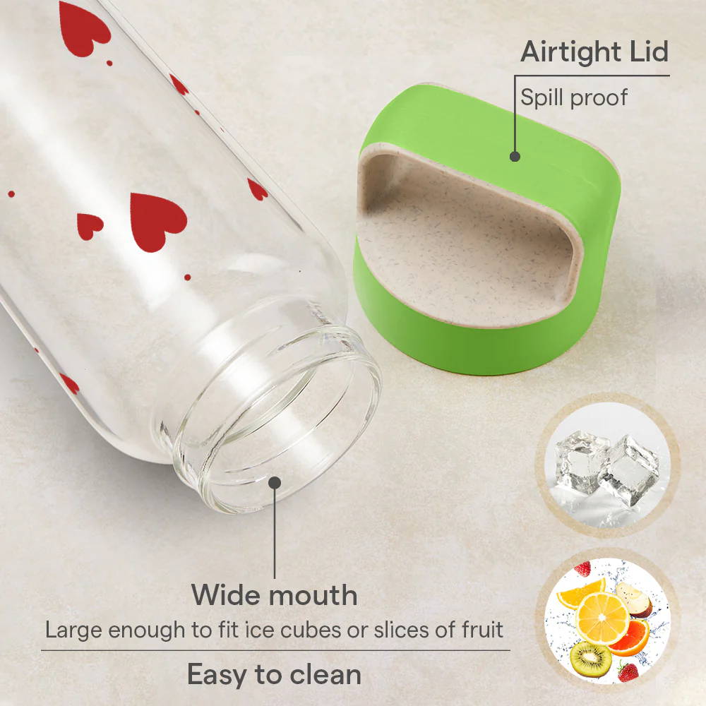 All Hearts Wide Mouth Printed Glass Bottle - Image 4