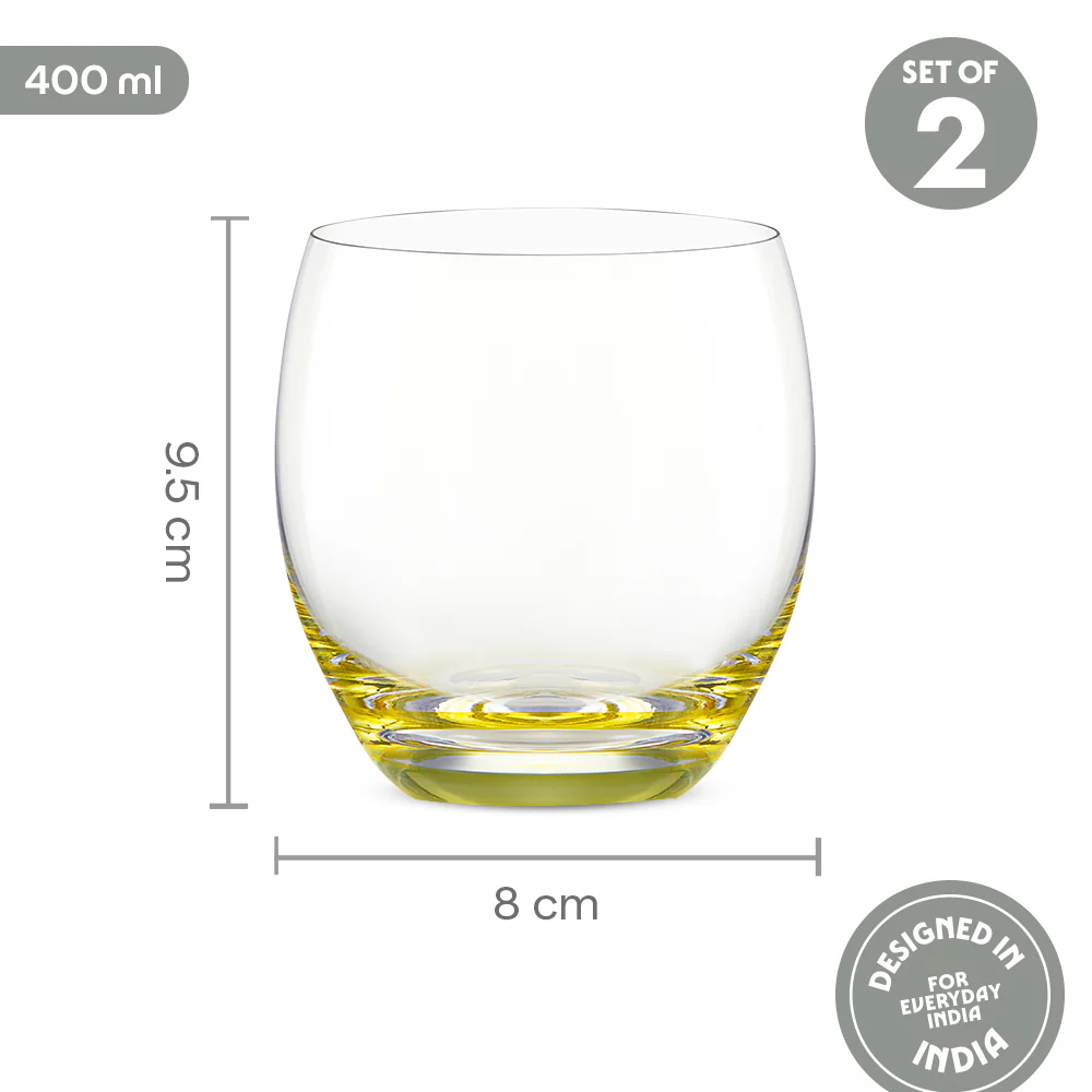 Bliss Glass Tumbler Set, Yellow - Image 3