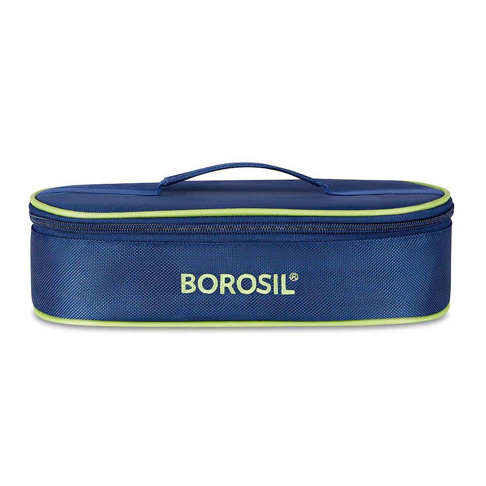 Borosil Blue Flat Lunch Bag, Round, For Set of 2, (400ml) (Only Bag) - Image 2