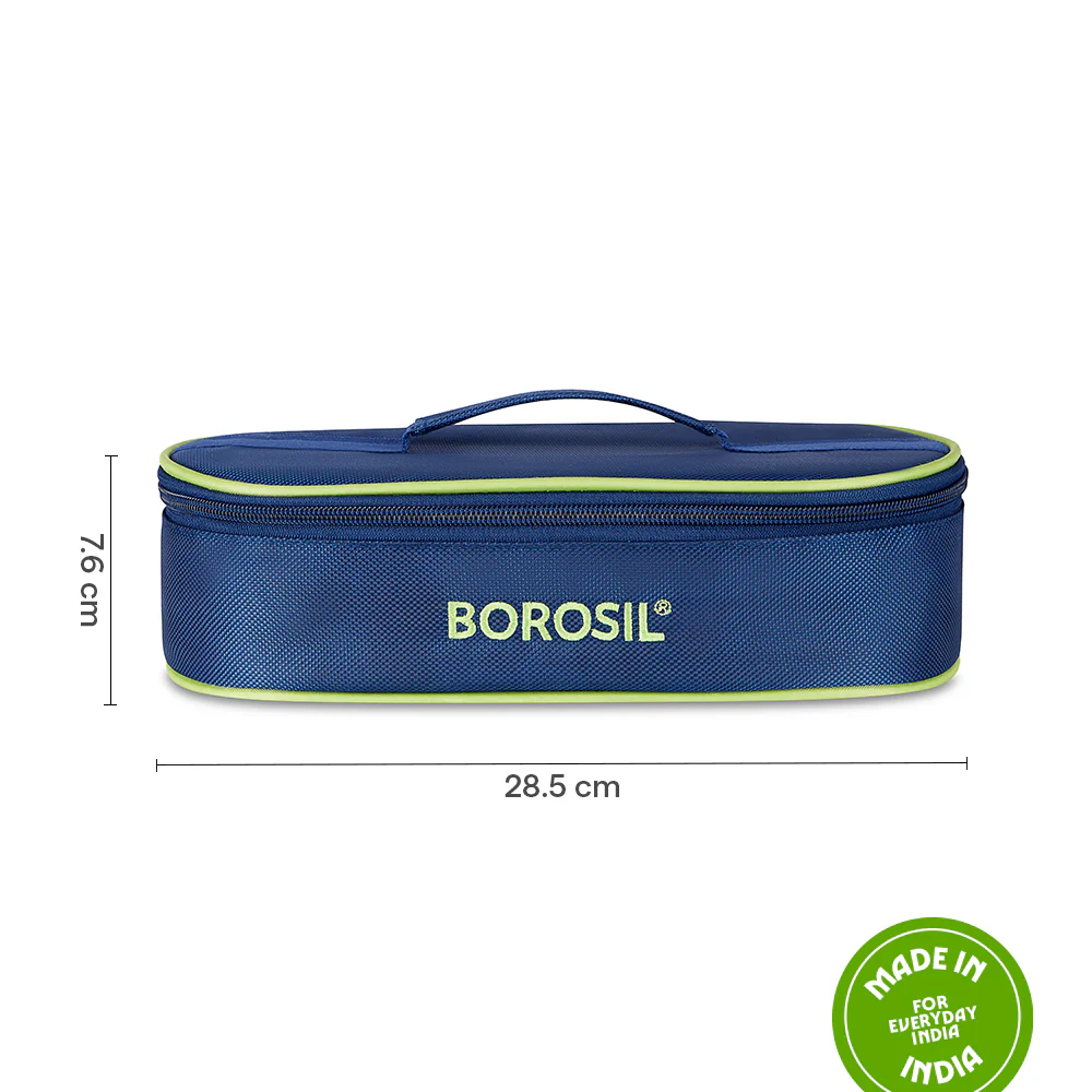 Borosil Blue Flat Lunch Bag, Round, For Set of 2, (400ml) (Only Bag) - Image 3
