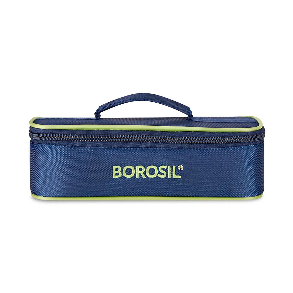 Borosil Blue Flat Lunch Bag, Square, For Set of 2, (320ml) (Only Bag) - Image 2