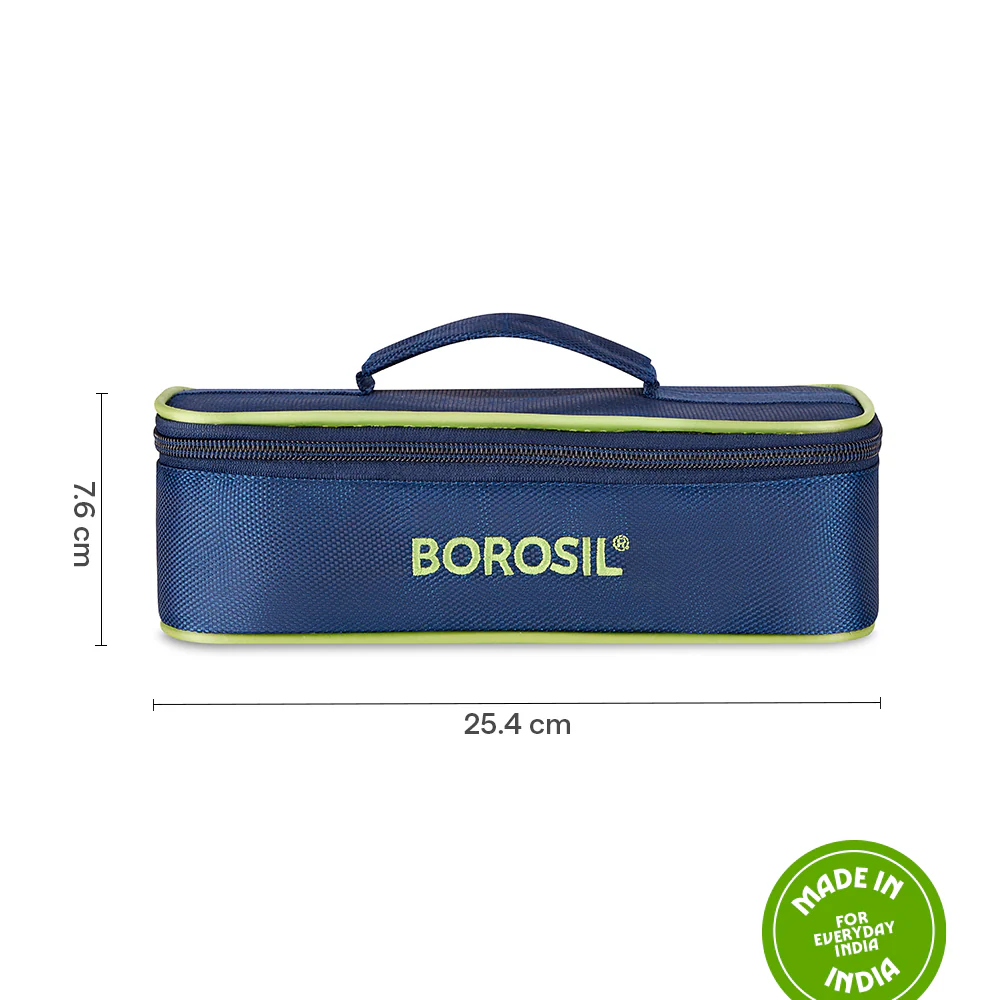 Borosil Blue Flat Lunch Bag, Square, For Set of 2, (320ml) (Only Bag) - Image 3