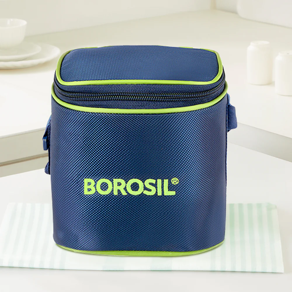 Borosil Blue Tall Lunch Bag, Square, For Set of 2, (320ml) (Only Bag) - Image 11