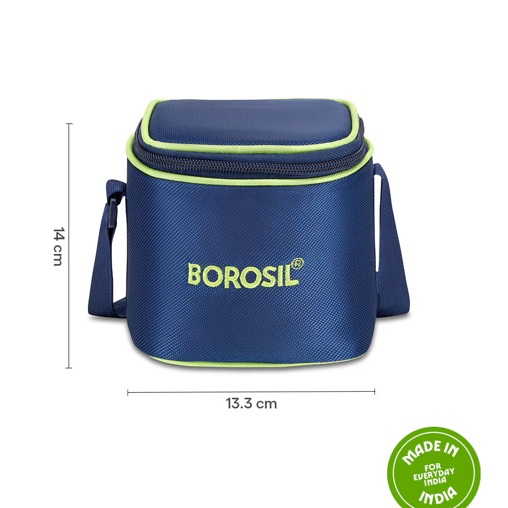 Borosil Blue Tall Lunch Bag, Square, For Set of 2, (320ml) (Only Bag) - Image 3