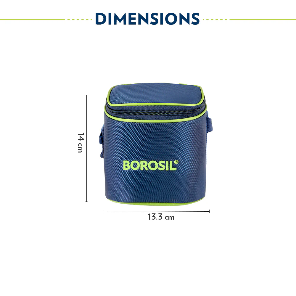Borosil Blue Tall Lunch Bag, Square, For Set of 2, (320ml) (Only Bag) - Image 4