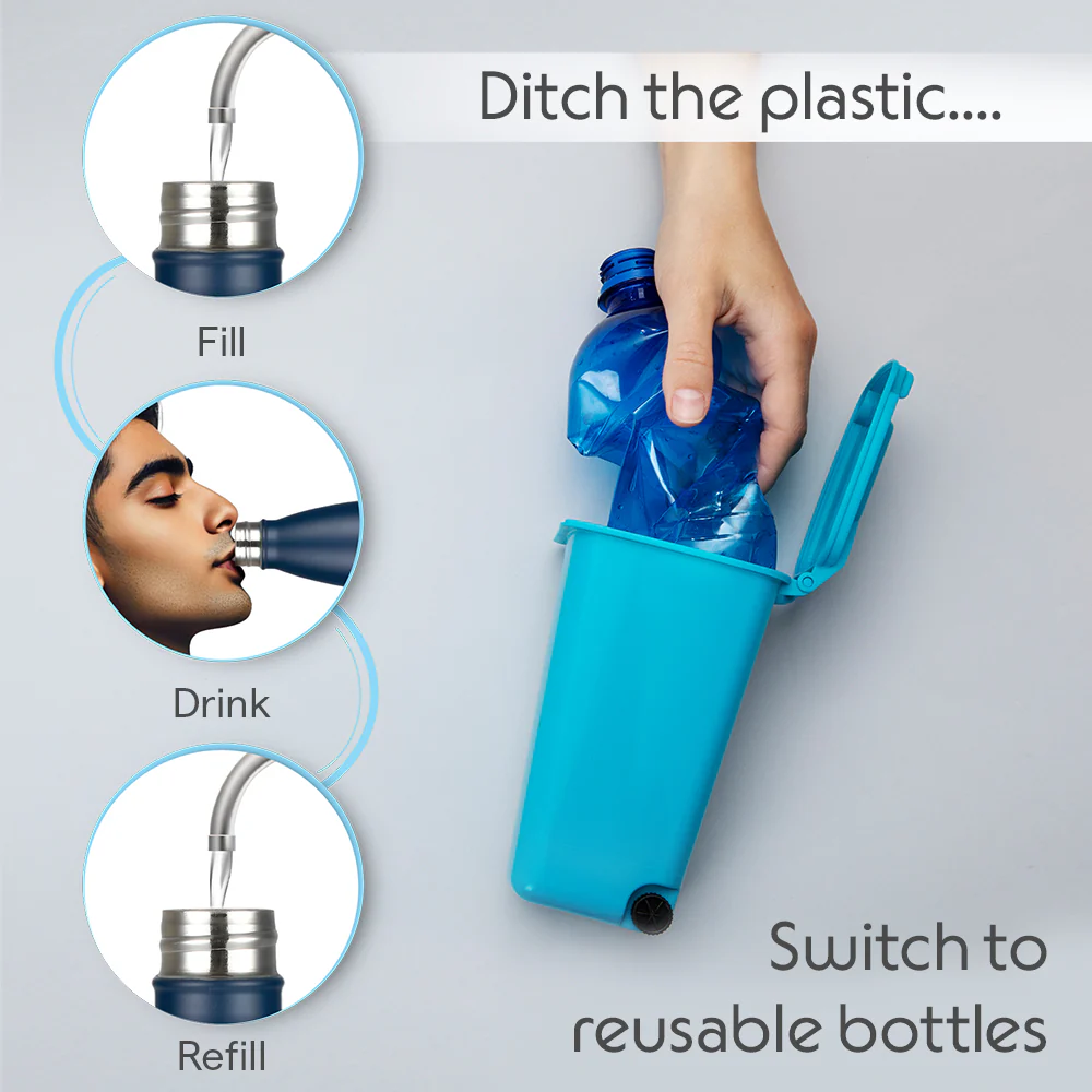Personalised Bolt Double Wall Bottle, Blue - Image 7