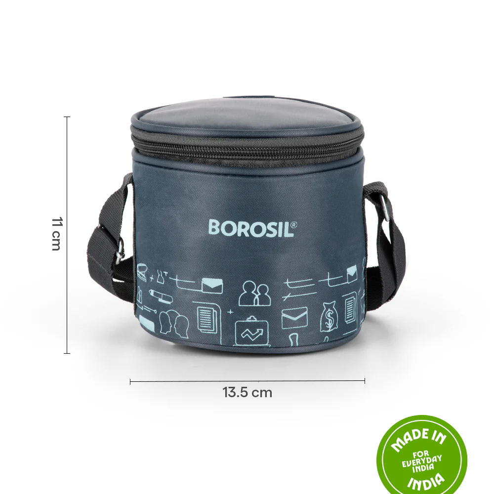 Borosil CarryFresh Lunch Bag For Lunch Box Set of 2, (280ml + 180ml), Tall (Only Bag) - Image 3