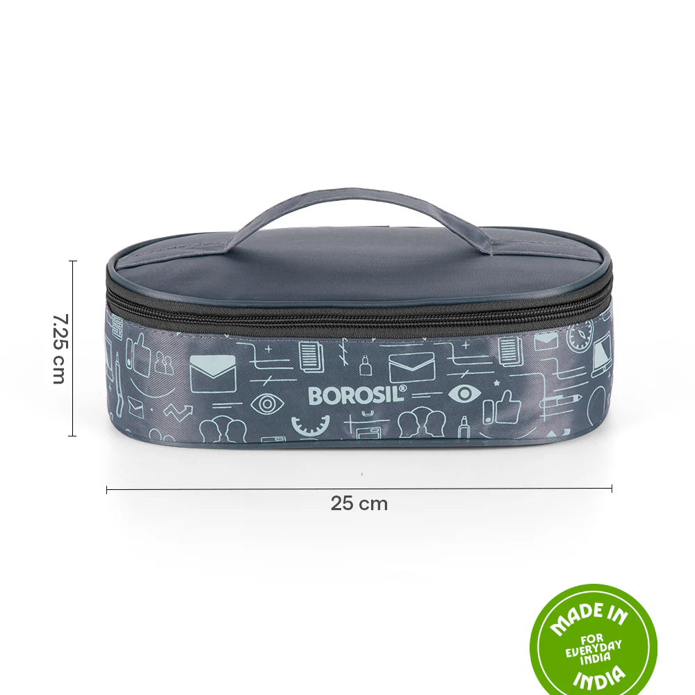 Borosil CarryFresh Lunch Bag For Lunch Box Set of 2, (280ml + 280ml), Flat (Only Bag) - Image 3