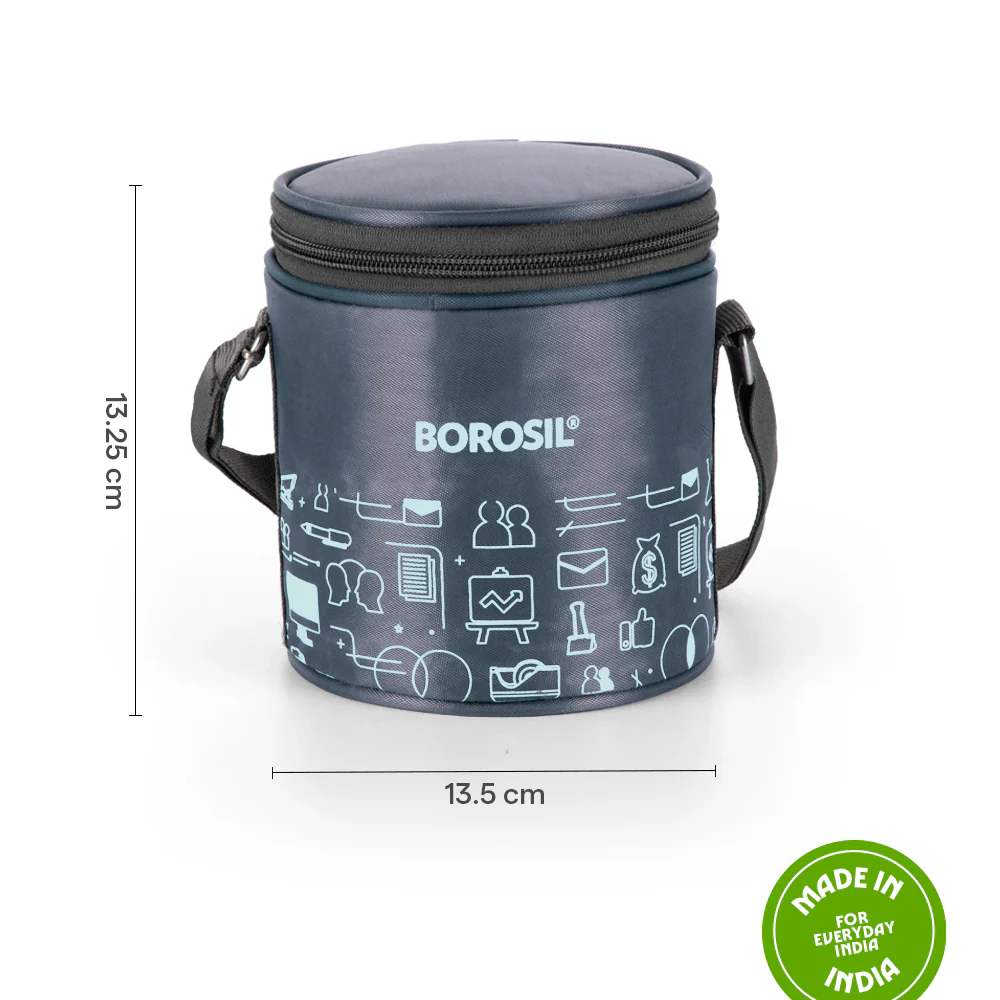 Borosil CarryFresh Lunch Bag For Lunch Box Set of 2, (280ml + 280ml), Tall (Only Bag) - Image 3