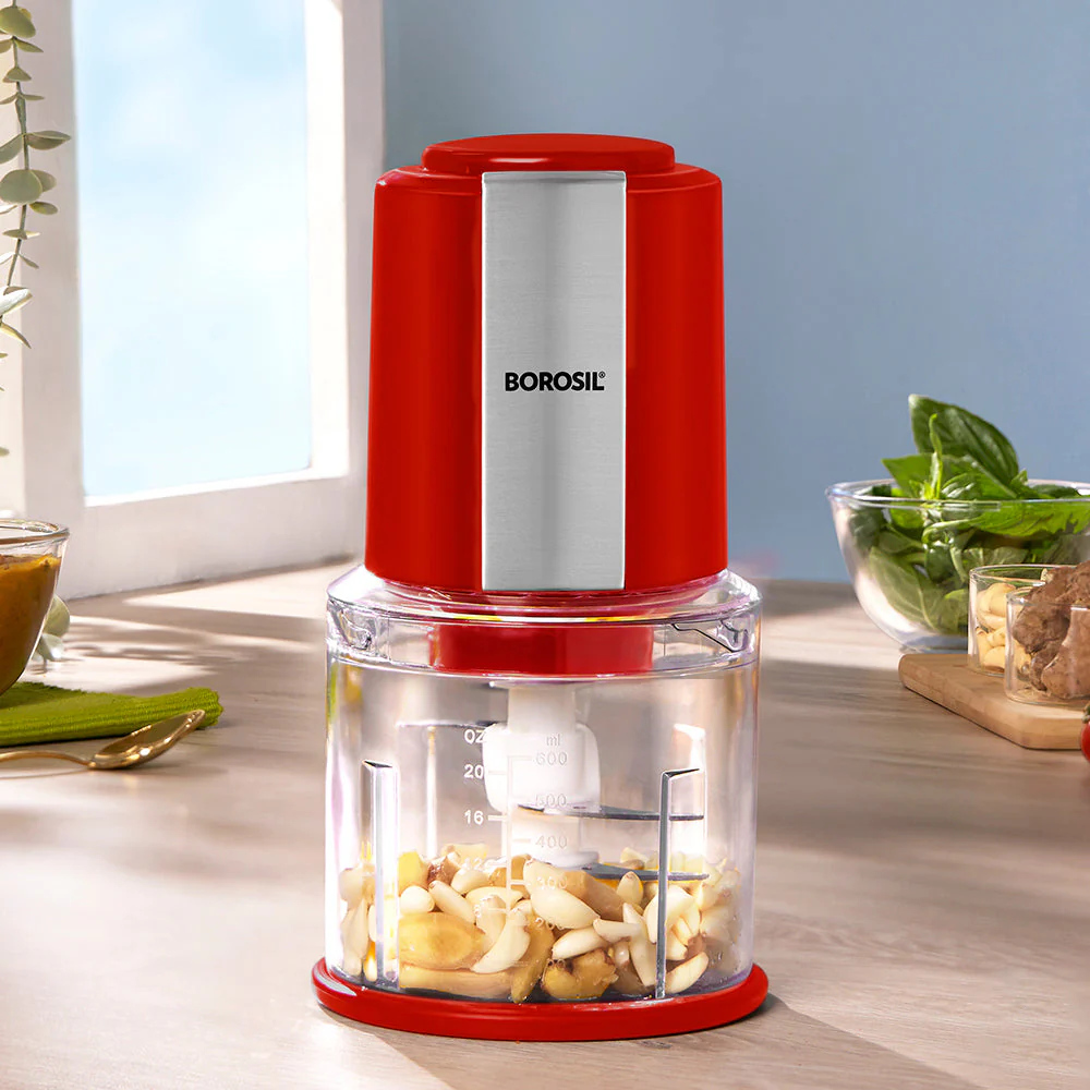 Chef Delite Electric Vegetable Chopper with Dual Blade, Red