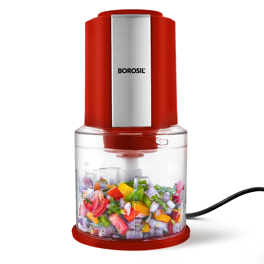 Chef Delite Electric Vegetable Chopper with Dual Blade, Red - Image 2
