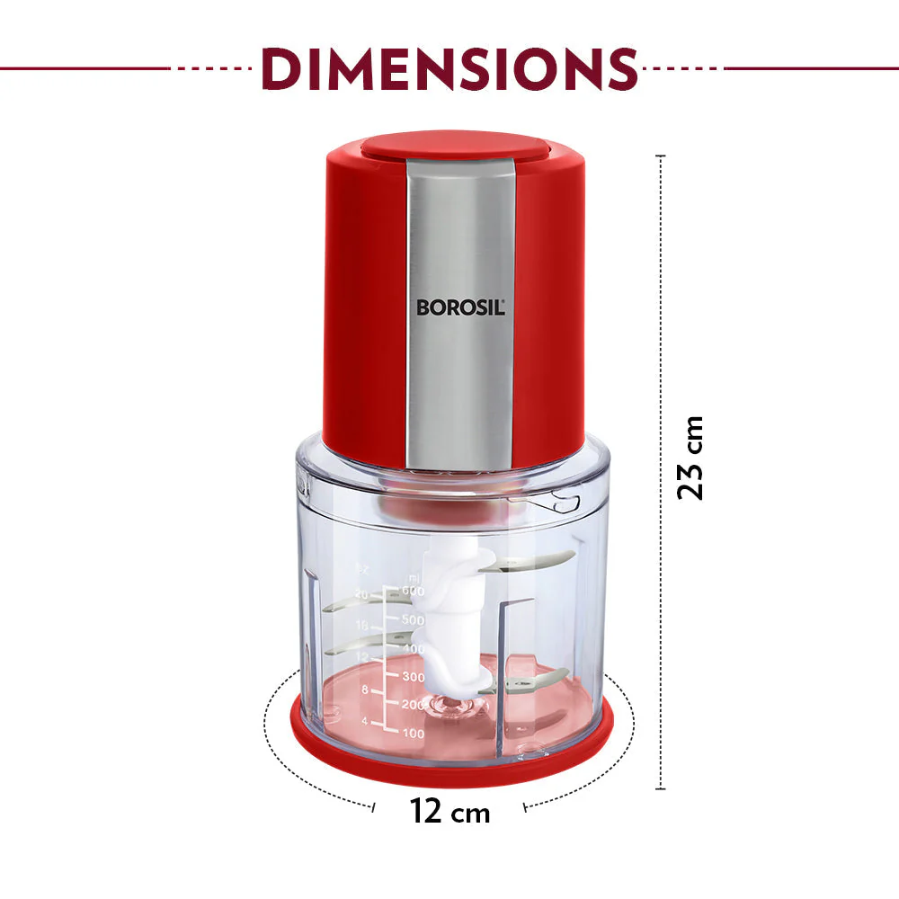 Chef Delite Electric Vegetable Chopper with Dual Blade, Red - Image 3