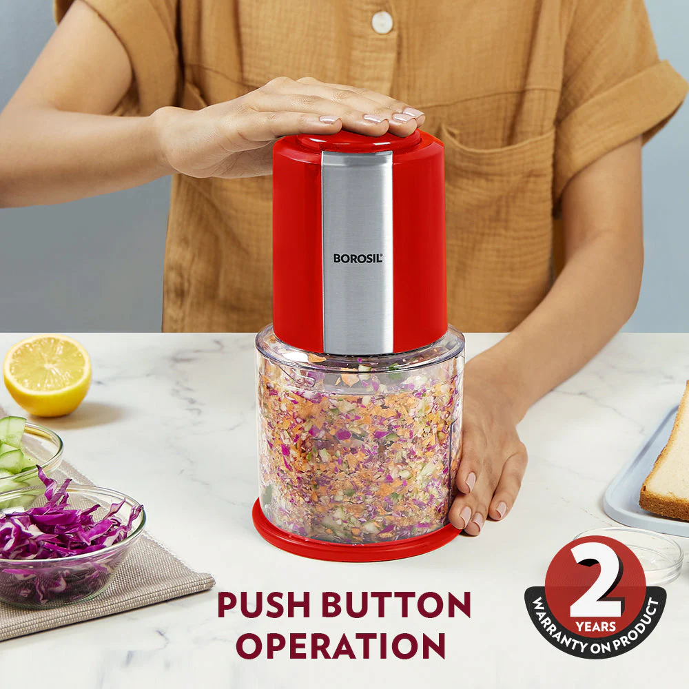 Chef Delite Electric Vegetable Chopper with Dual Blade, Red - Image 4