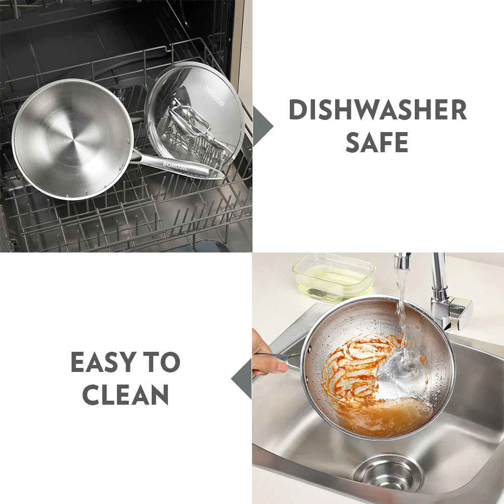 Cookfresh Stainless Steel Triply Wok with Lid - Image 9