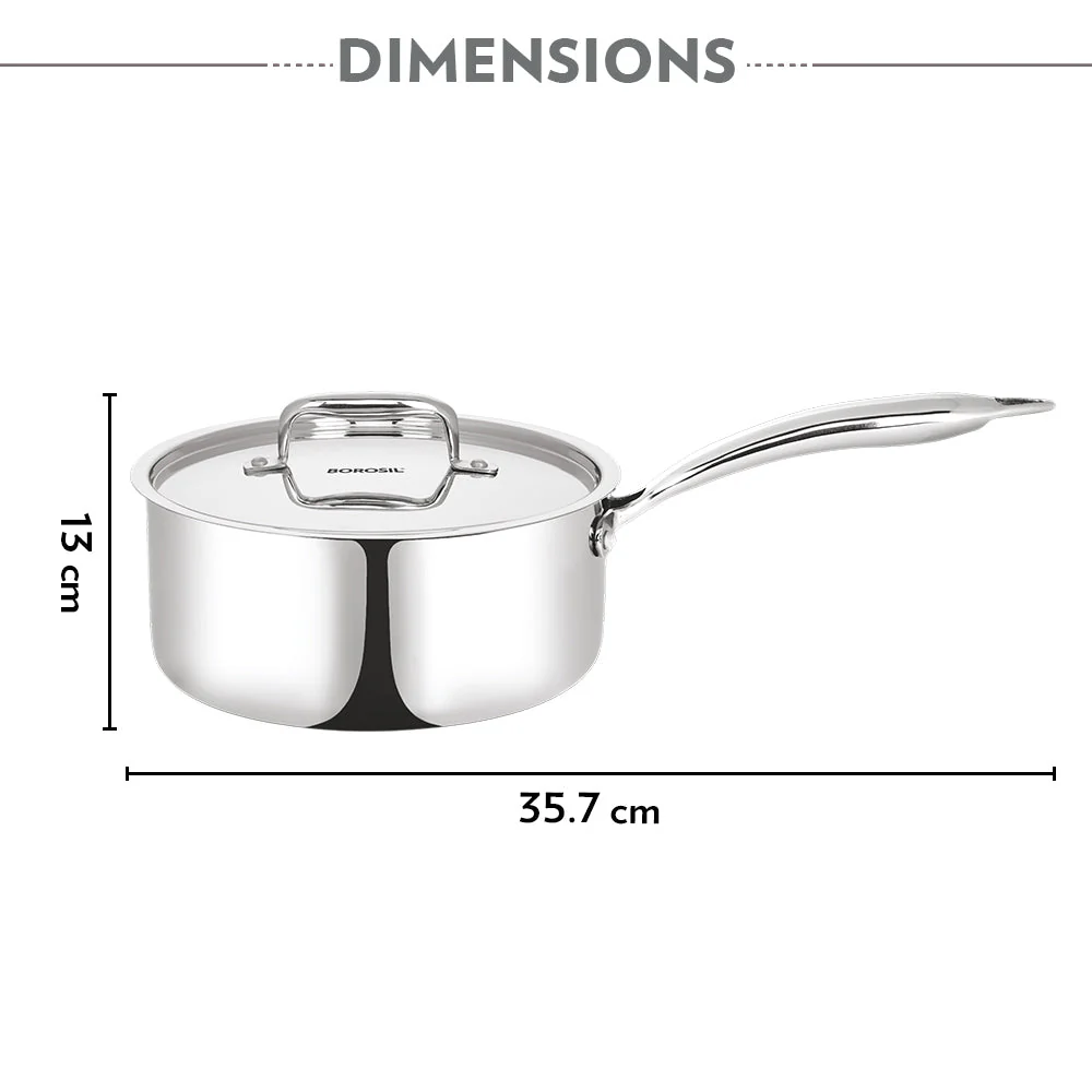 Cookfresh Triply Saucepan with Lid & Steel Handle - Image 4