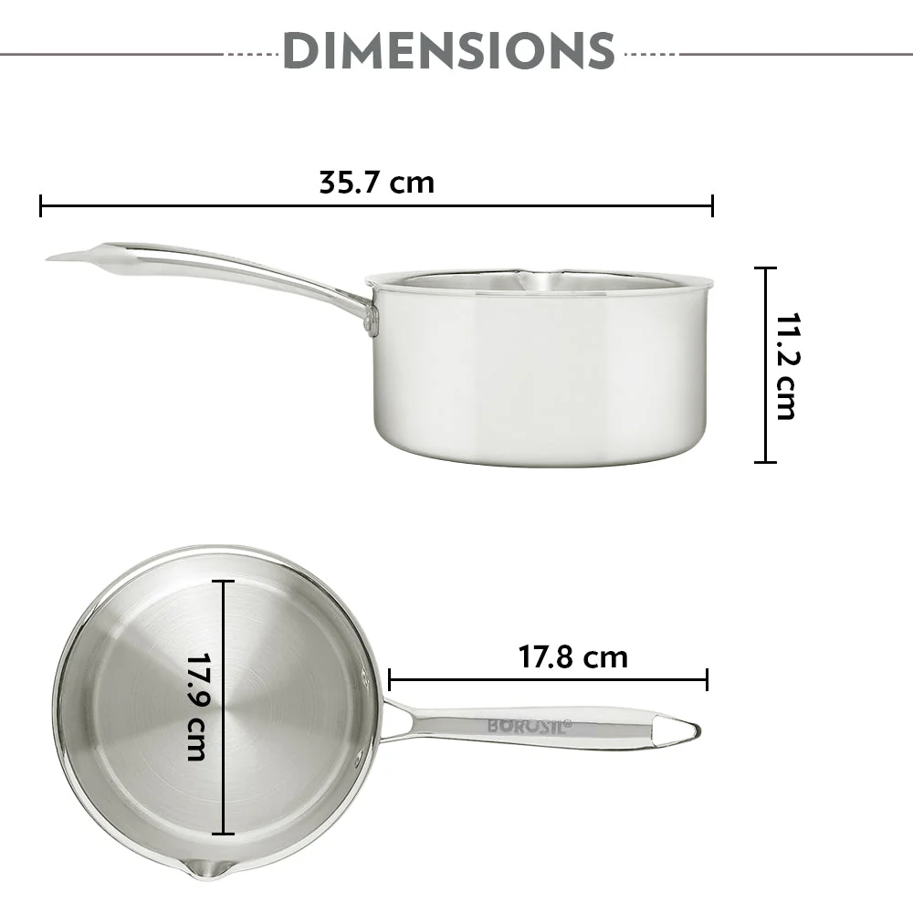 Cookfresh Triply Saucepan with Pouring Spout & Steel Handle - Image 3