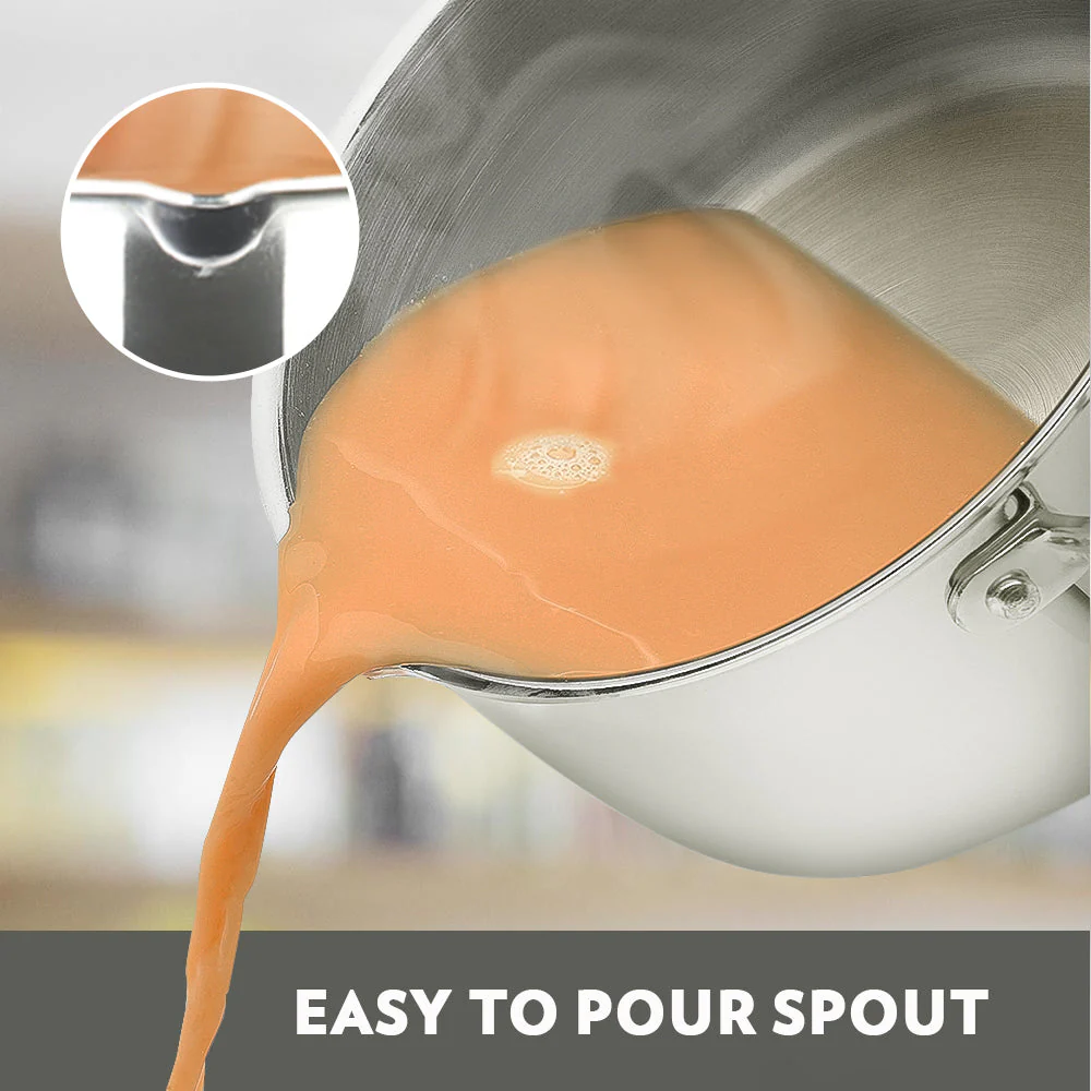 Cookfresh Triply Saucepan with Pouring Spout & Steel Handle - Image 5
