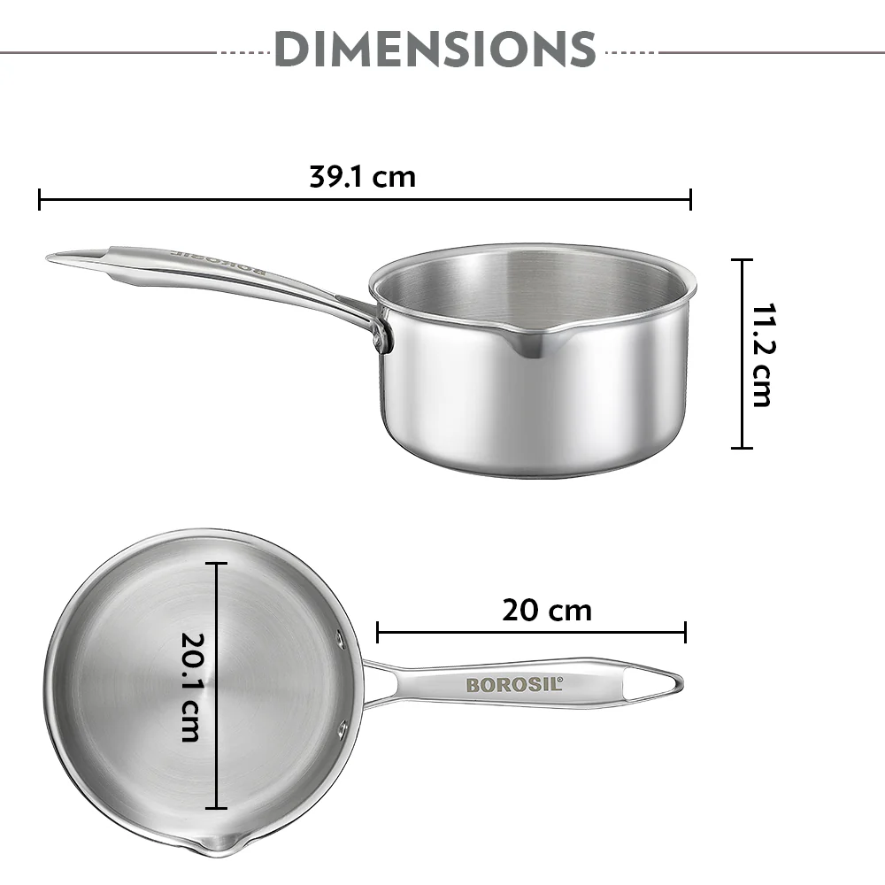 Cookfresh Triply Saucepan with Pouring Spout & Steel Handle - Image 3