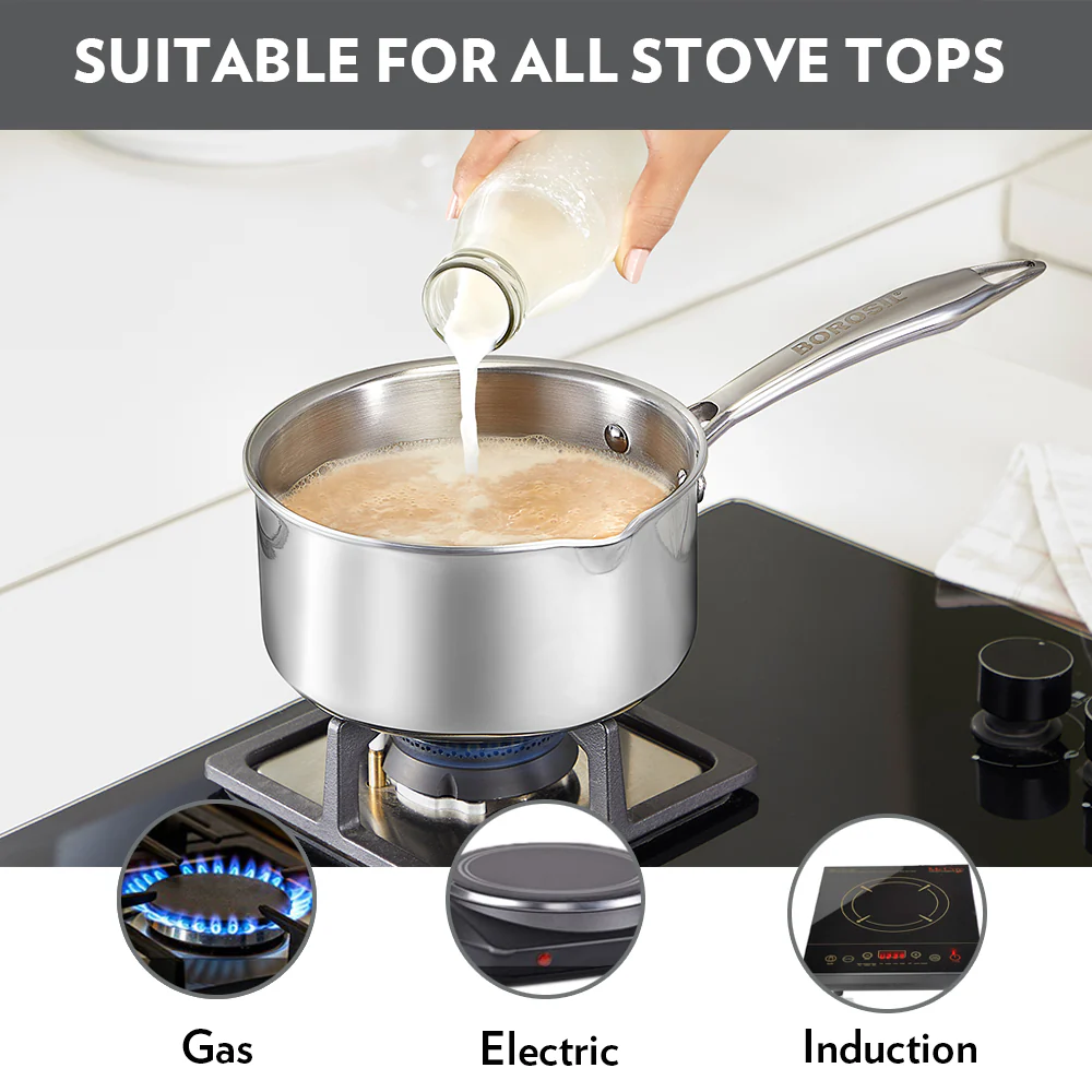 Cookfresh Triply Saucepan with Pouring Spout & Steel Handle - Image 6