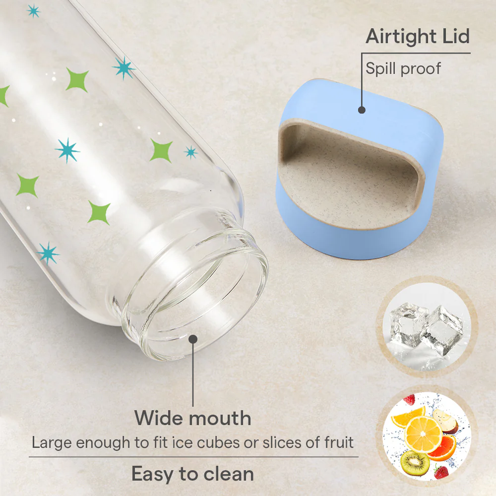 Cosmic Wide Mouth Printed Glass Bottle - Image 4